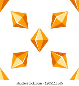 Cartoon vector orange, yellow gem stone seamless pattern