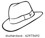 cartoon vector outline illustration of an adventurer hat