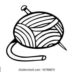 cartoon vector outline illustration ball yarn