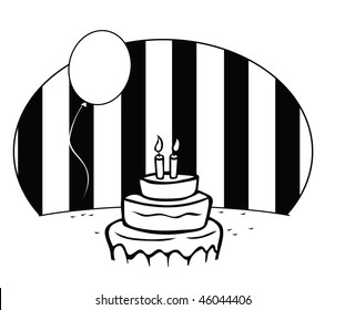 cartoon vector outline illustration birthday background