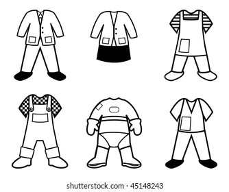 cartoon vector outline illustration career clothes