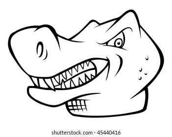 cartoon vector outline illustration dinosaur head