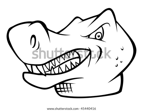 Cartoon Vector Outline Illustration Dinosaur Head Stock Vector (Royalty ...