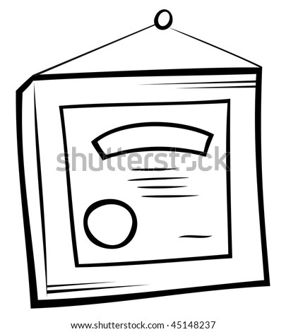 cartoon vector outline illustration diploma