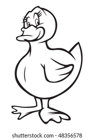 Cartoon Vector Outline Illustration Duck Baby Stock Vector (Royalty ...