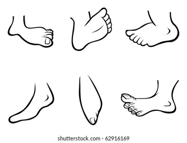 Cartoon Vector Outline Illustration Of A Feet Collection