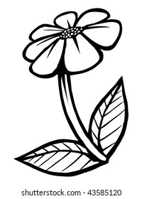 cartoon vector outline illustration of flower