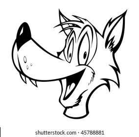 cartoon vector outline illustration goofy wolf