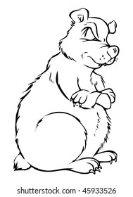 cartoon vector outline illustration grizzly bear