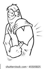 cartoon vector outline illustration guy tattoo