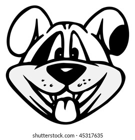 cartoon vector outline illustration happy dog