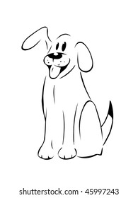 cartoon vector outline illustration happy dog