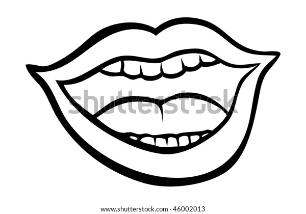 Cartoon Vector Outline Illustration Human Mouth: เวกเตอร์สต็อก (ปลอดค่า ...