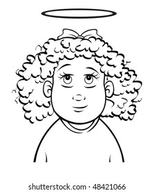 cartoon vector outline illustration innocent girl halo