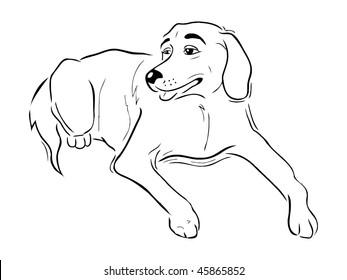 cartoon vector outline illustration Labrador Retriever dog