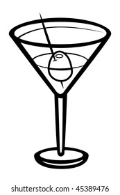 cartoon vector outline illustration martini