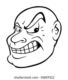 cartoon vector outline illustration mean bald guy