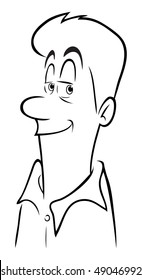 cartoon vector outline illustration middle aged man