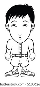 cartoon vector outline illustration nerd Asian