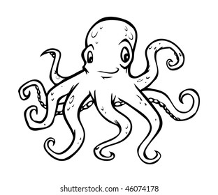 Cartoon Vector Outline Illustration Octopus Stock Vector (Royalty Free ...