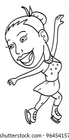 cartoon vector outline illustration of an Olympic figure skater
