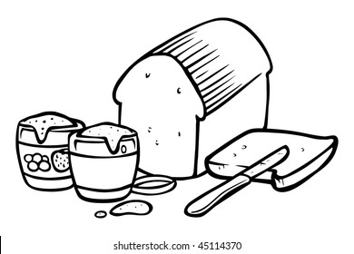 cartoon vector outline illustration peanut butter jelly sandwich