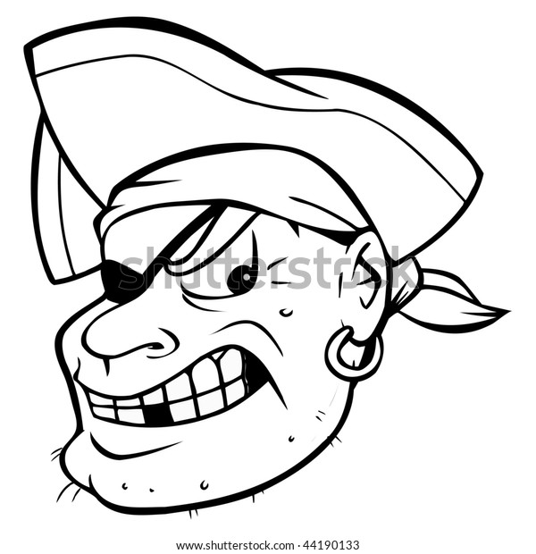 Cartoon Vector Outline Illustration Pirate Stock Vector (Royalty Free ...