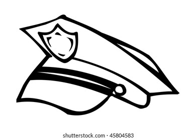 cartoon vector outline illustration police cap