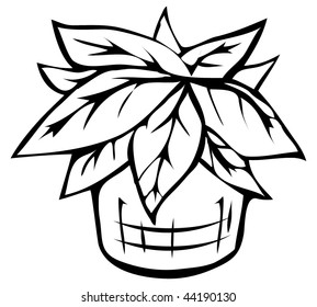 cartoon vector outline illustration potted plant