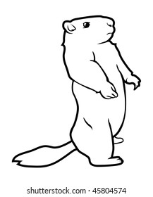 Cartoon Vector Outline Illustration Prairie Dog