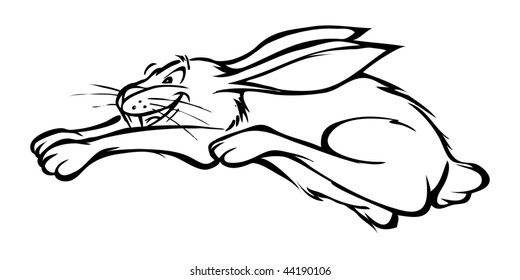 cartoon vector outline illustration rabbit jumping
