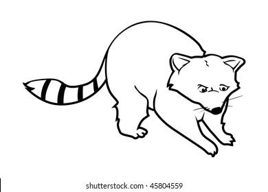 Cartoon Vector Outline Illustration Raccoon Stock Vector (Royalty Free ...