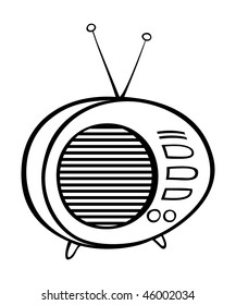 cartoon vector outline illustration retro TV