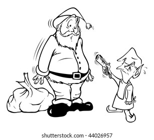 cartoon vector outline illustration Santa Claus elf