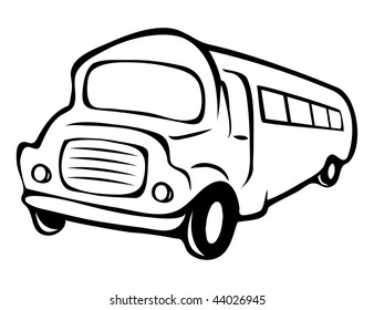 cartoon vector outline illustration school bus