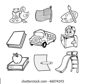 cartoon vector outline illustration school themes collection