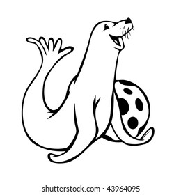 cartoon vector outline illustration seal