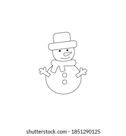 cartoon vector outline illustration snowman