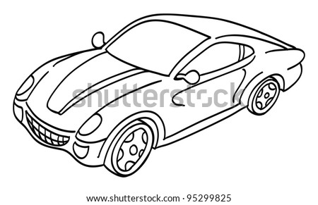 Cartoon Vector Outline Illustration Sports Car Stock Vector (Royalty