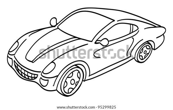 Cartoon Vector Outline Illustration Sports Car Stock Vector (Royalty