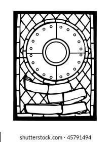 cartoon vector outline illustration stained glass church window