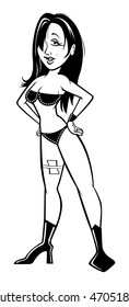 cartoon vector outline illustration stripper