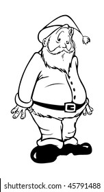 cartoon vector outline illustration surprised Santa Claus