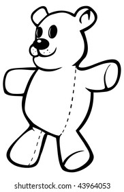 cartoon vector outline illustration Teddy bear