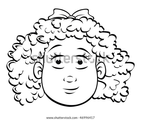 Cartoon Vector Outline Illustration Toddler Girl Stock Vector (Royalty ...