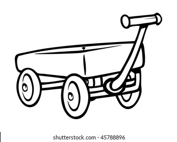 Cartoon Vector Outline Illustration Toy Wagon