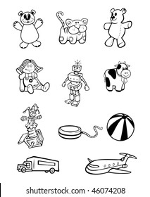 cartoon vector outline illustration toy collection