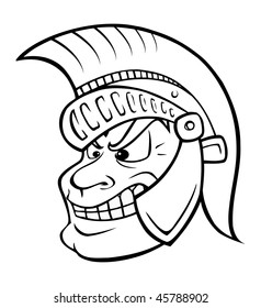 cartoon vector outline illustration Trojan warrior