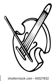 cartoon vector outline illustration violin