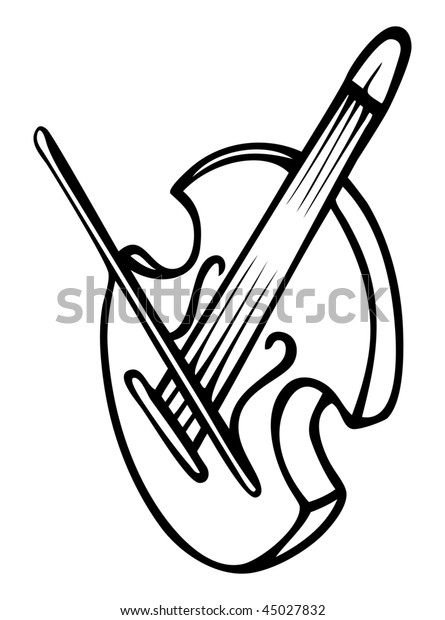 Cartoon Vector Outline Illustration Violin Stock Vector (Royalty Free ...